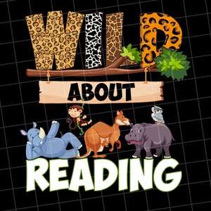 Wild About Reading,First Day Of School, Back To School, Leopard, Sublimation Design Downloads - PNG File #1