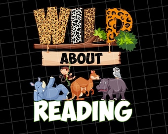 Wild About Reading,First Day Of School, Back To School, Leopard, Sublimation Design Downloads - PNG File #1