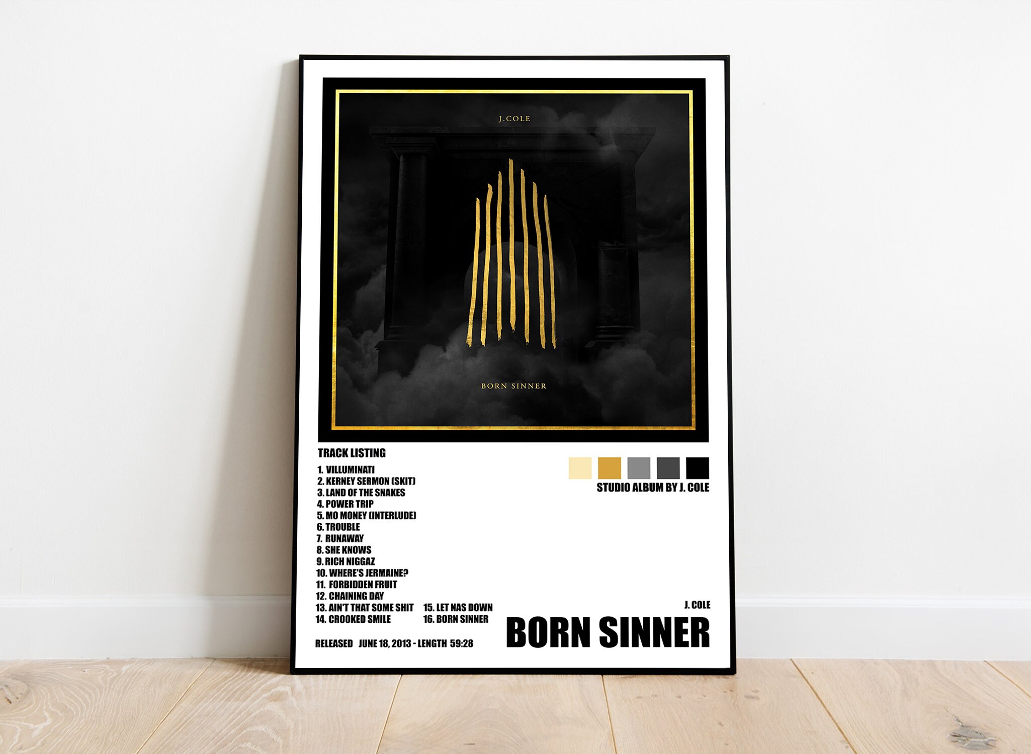 J Cole Born Sinner Poster Album Cover Poster Room Decor Etsy