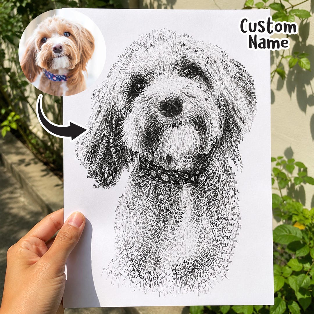 Personalized Dog Portrait From Photo, Unique Pet Lover Gift, Custom Pet ...