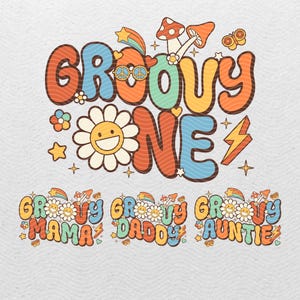 Groovy One Family Birthday Png, Groovy 1st Birthday, Retro Groovy Png, Instant Digital Download - PNG File