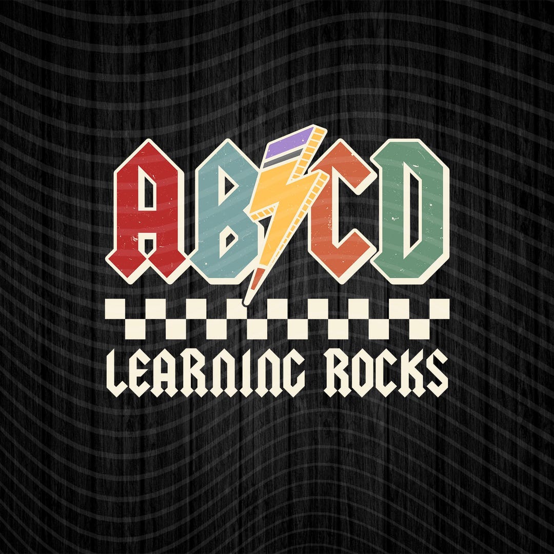 ABCD Learning Rocks Png, Retro Teacher Png, Pencil Lightning Bolt, Back ...