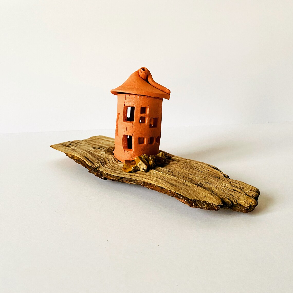 Handmade Clay Tea Light House Driftwood Etsy Australia