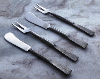 Nascent Steel Celia Cheese Spreader & Fork 4 Pc. Set