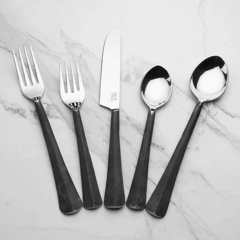 Ridge Burnt Black Flatware, 5-Pc. Place Setting image 4