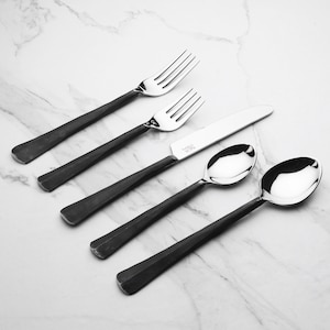 Ridge Burnt Black Flatware, 5-Pc. Place Setting