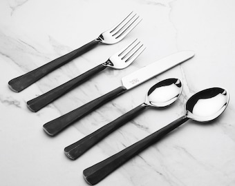 Ridge Burnt Black Flatware, 5-Pc. Place Setting