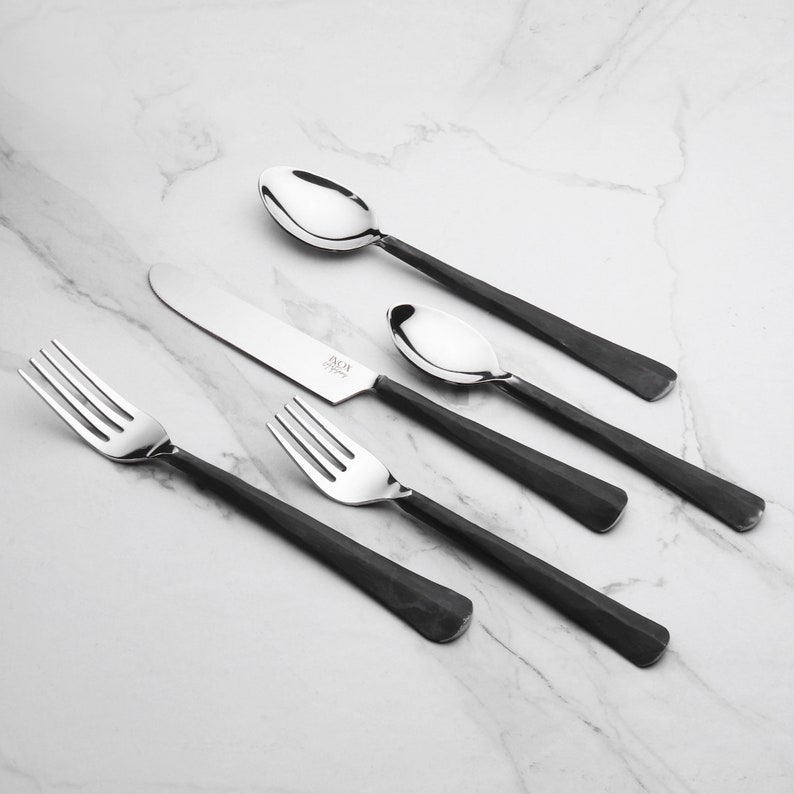 Ridge Burnt Black Flatware, 5-Pc. Place Setting image 5