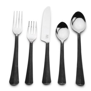 Ridge Burnt Black Flatware, 5-Pc. Place Setting image 2