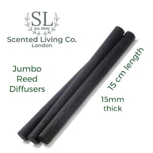 May include: Three black jumbo reed diffusers, 15 cm long and 15 mm thick. The reeds are made of natural materials and are designed to absorb and release fragrance.