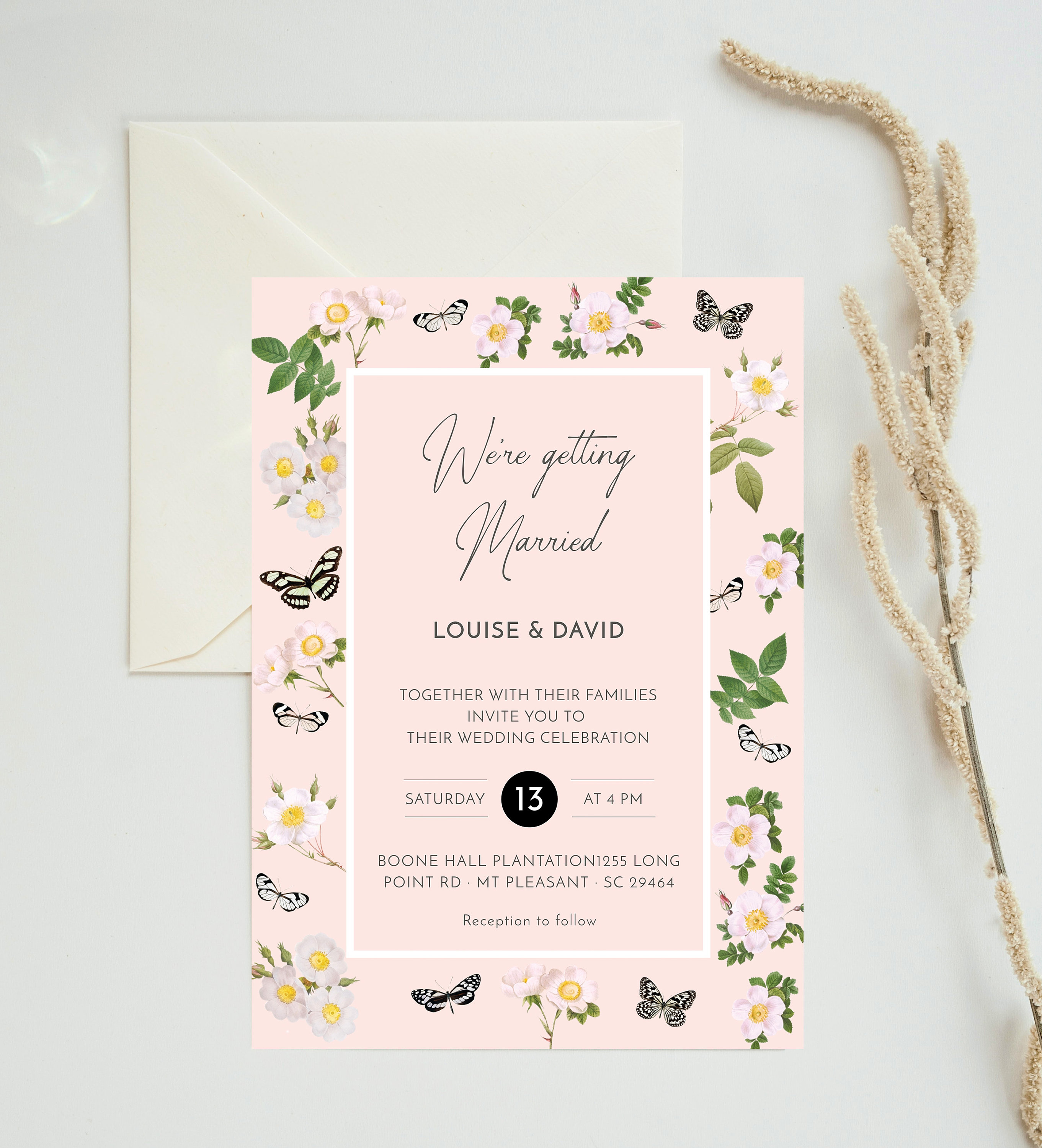 Butterfly Wedding Invitation Template Etsy