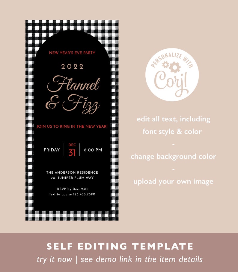 Flannel and Fizz Evite Template Etsy