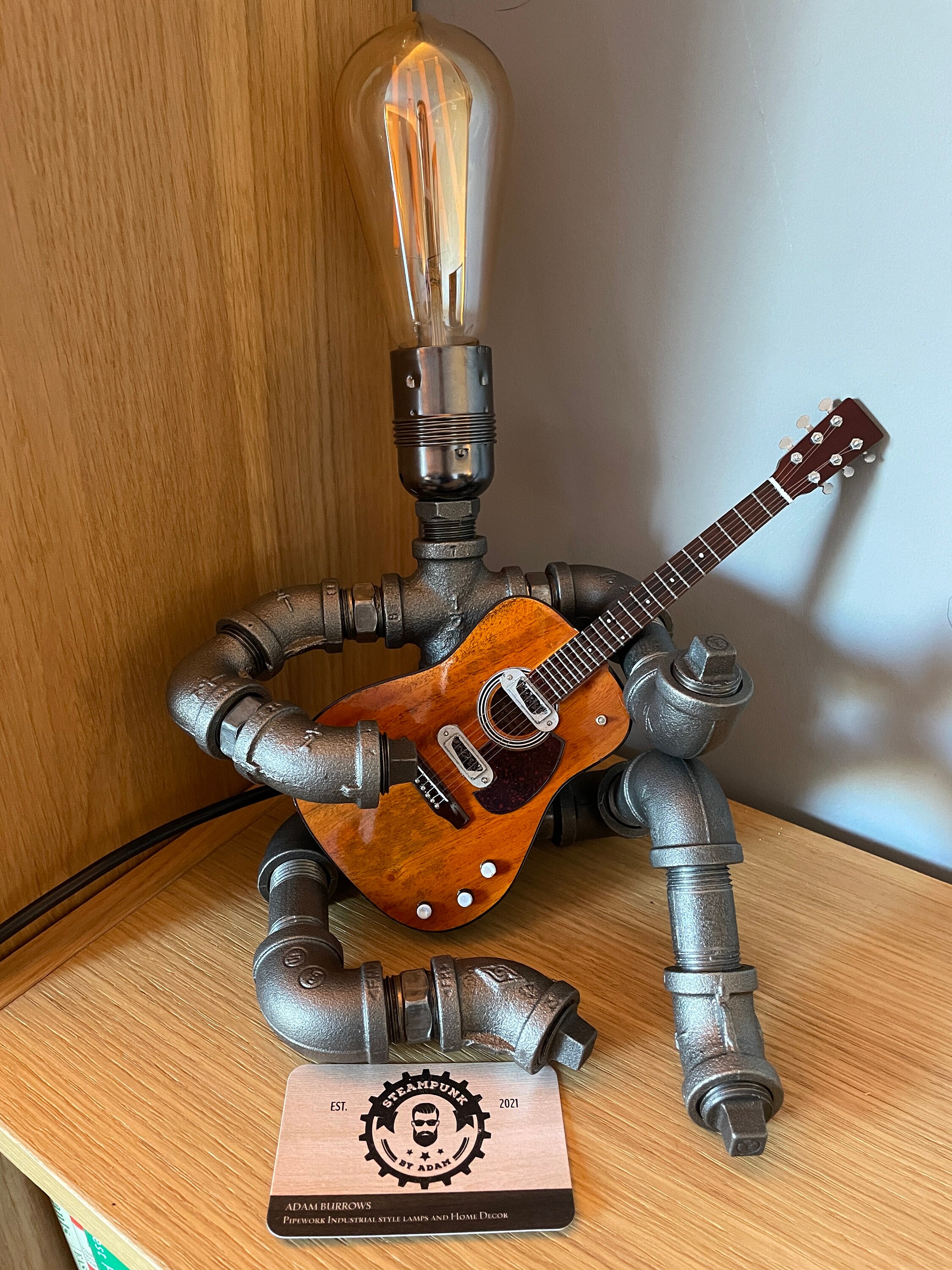 Steampunk guitar lamp deals