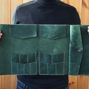 Personalisierte Lederfedertasche, Stifterolle aus Leder, Organizer für Stifte groß