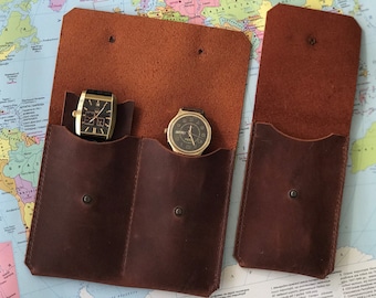 Personalized Leather Watch Roll: Travel Watch Case