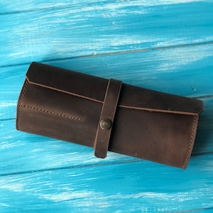 Leather artist roll, Customize leather roll pencil case, Drawer organizer