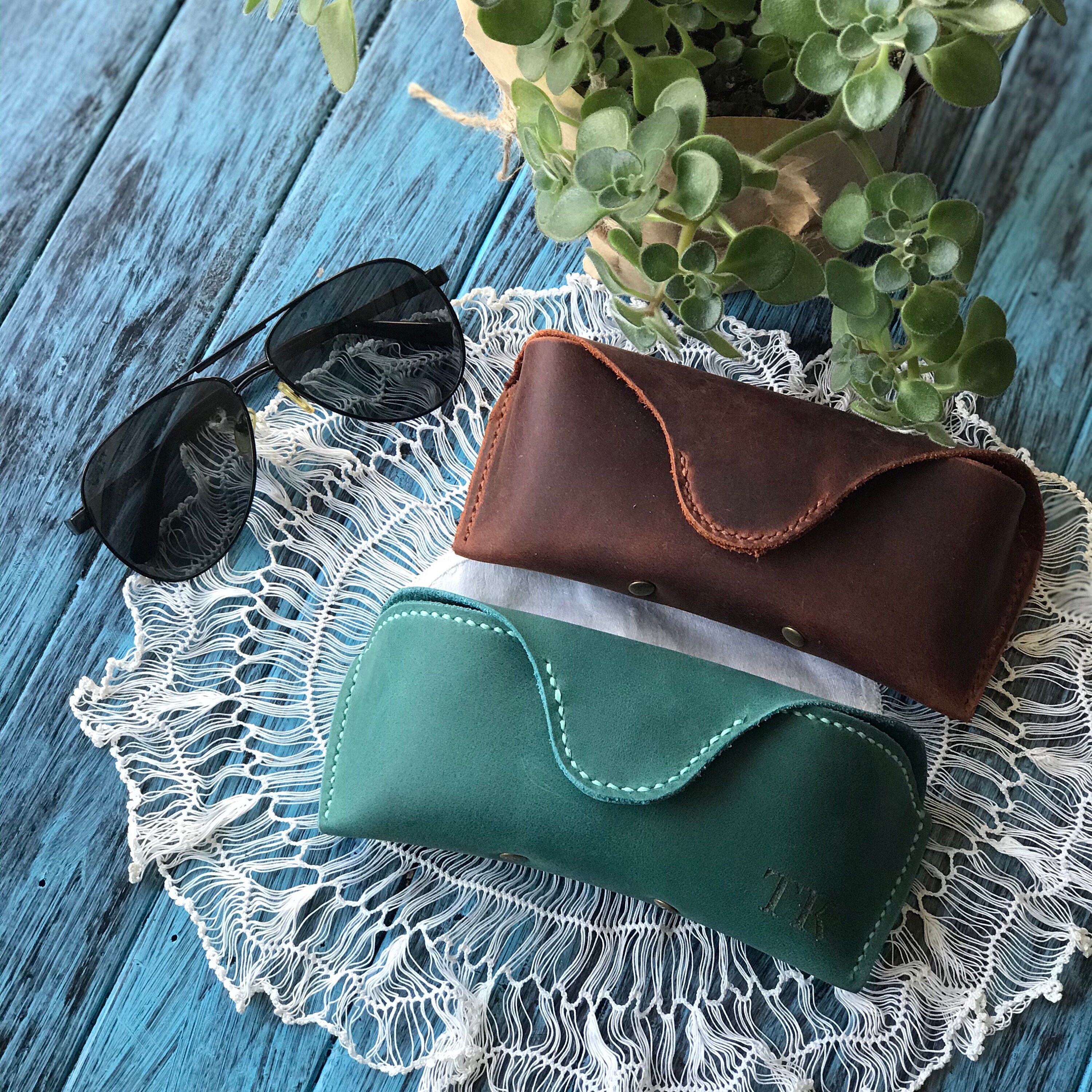 Portland Leather Sunglasses Case, Mint