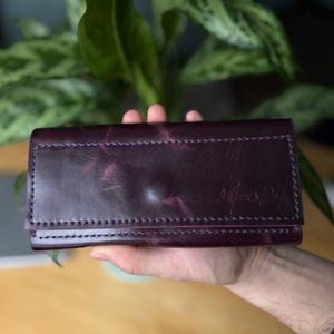 Leather envolpe wallet, Cash envelope wallet, Brown leather wallet