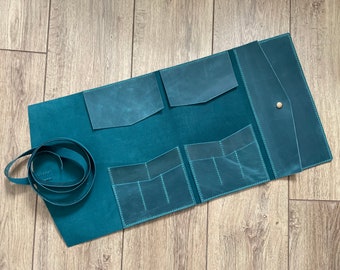 Leather Pencil Roll Up Case: Artist Brush Organizer