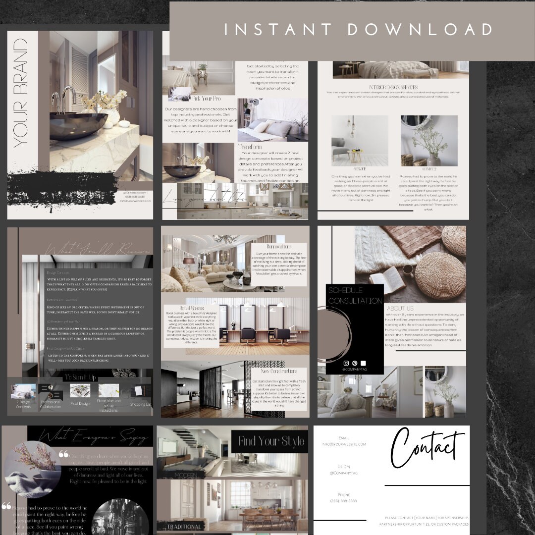 Interior Design Proposal Media Kit Real Estate Template Etsy