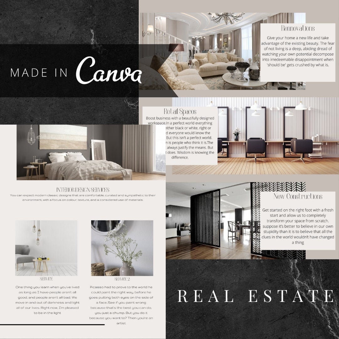 Interior Design Proposal Media Kit Real Estate Template Etsy