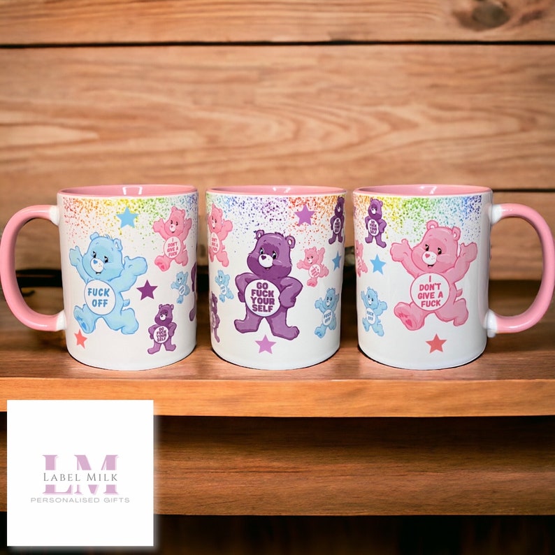 Pink Swear Bear mug Swearing Bears Pink Mug Coffee Tea Cup Mothers Day Gifts Rude Humour Gifts Sarcastic Mug Swearing Mug image 2