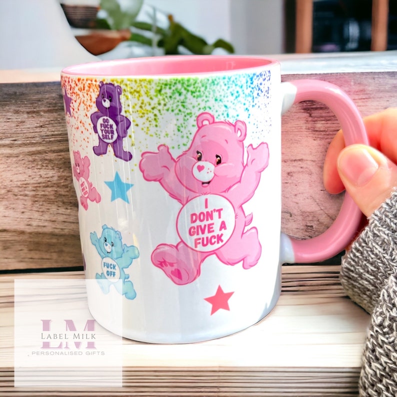 Pink Swear Bear mug Swearing Bears Pink Mug Coffee Tea Cup Mothers Day Gifts Rude Humour Gifts Sarcastic Mug Swearing Mug image 1