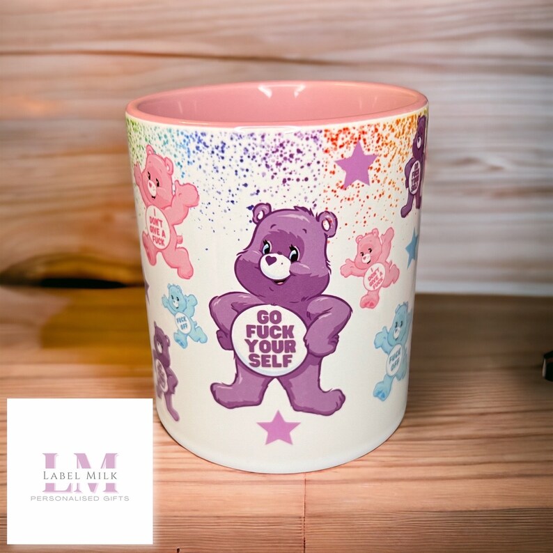 Pink Swear Bear mug Swearing Bears Pink Mug Coffee Tea Cup Mothers Day Gifts Rude Humour Gifts Sarcastic Mug Swearing Mug image 6
