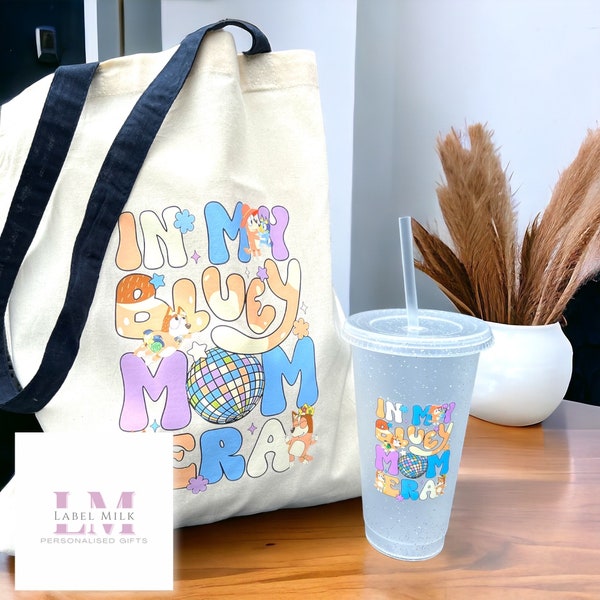 Bluey Mum Era Gift, Bluey Bag Set, Bluey Tote, Starbucks Cups, Bluey Mum Bundle, Bluey Hamper Gift, Chilli Mum Cup, In My Bluey Mum Era