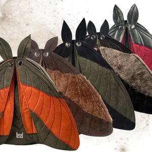 Sac Hesed MysticMoth | Sac à dos végétalien convertible, ailes interchangeables, motif papillon fait main, sac à insectes, personnalisable