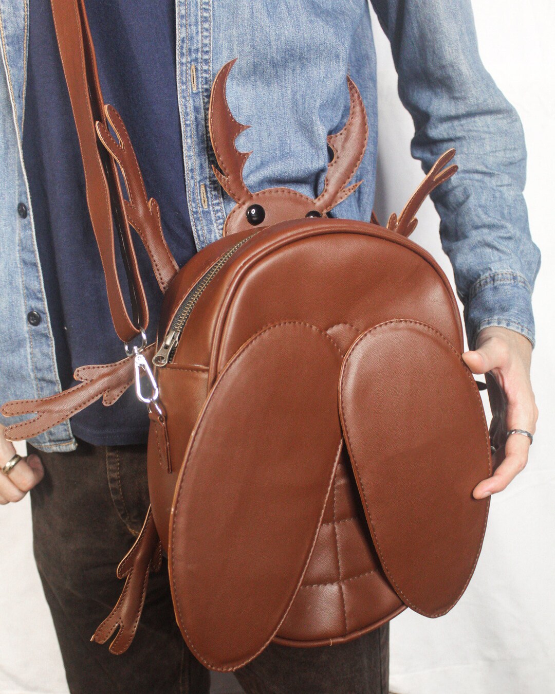 【as\"on】BEETLES BACKPACK Insect Backpack 2 Beetle Bag Plush BROWN 【BIG】22cm x 55cm