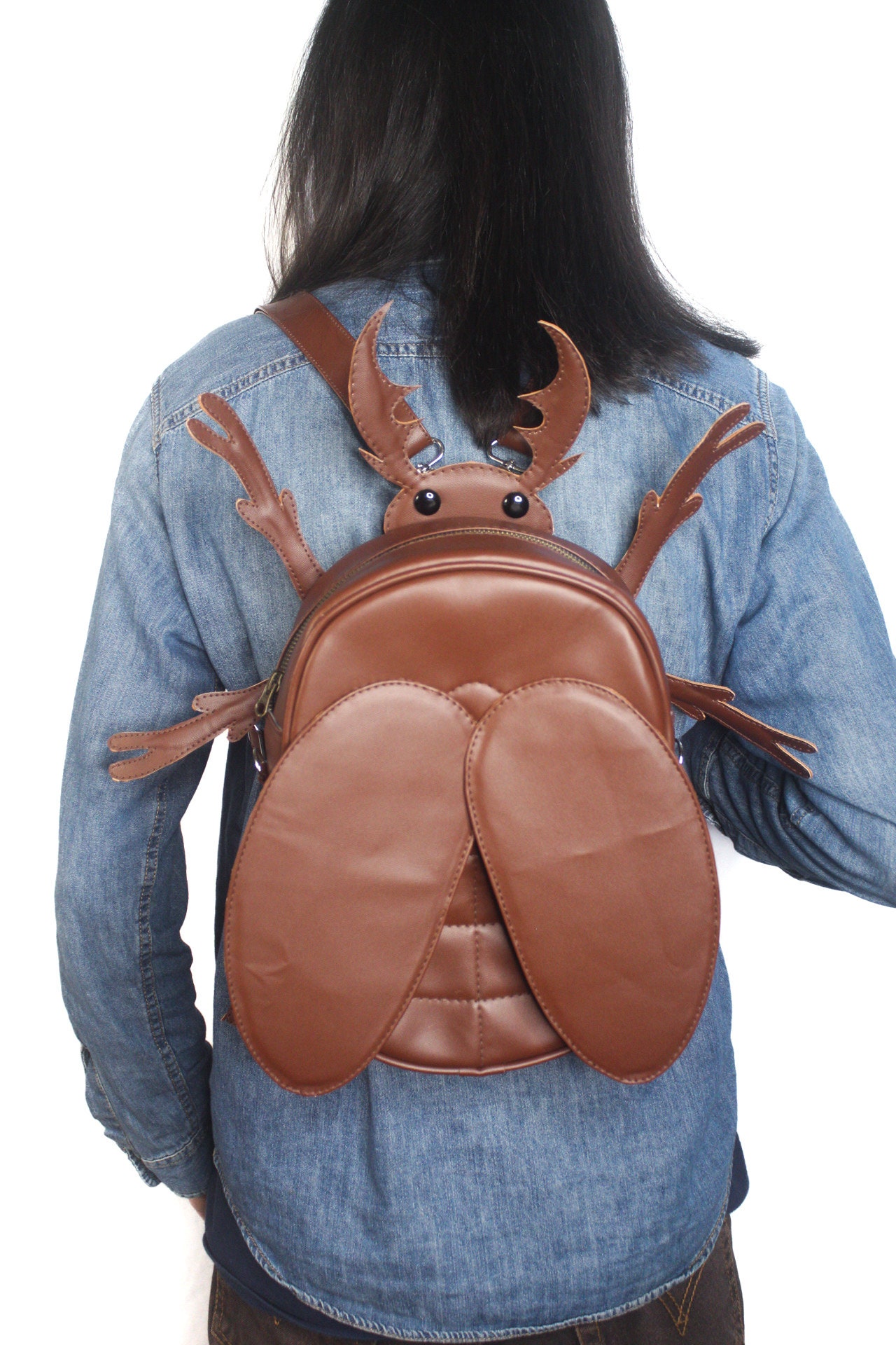 【as\"on】BEETLES BACKPACK Insect Backpack 2 Beetle Bag Plush BROWN 【BIG】22cm x 55cm