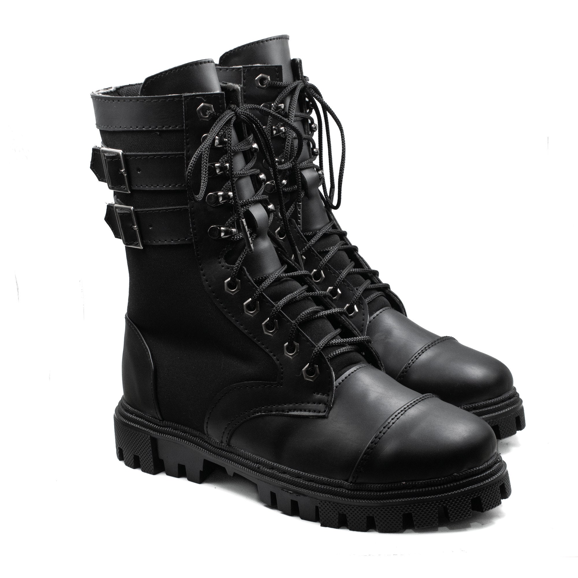 Abyss Rider Boots from the Paravoid Collection | Military-Style Combat Boots, Unisex Rocker Ankle Boots, Handcrafted Vegan Riding Boots