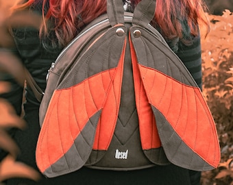 Mystical Moth Backpack | Interchangeable wings, Shaped bag, vegan convertible backpack, butterfly handmade crossbody, detachable wings purse