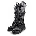 Gloomy Boots/ 16 eyelets, high lenght handmade vegan gothic shoes, below  the knee strapped laced up footwear product logo