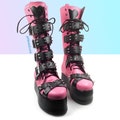 Draculala Boots Pink or black | Gothic shoes, Handmade high boots, vegan platform boots, cosplay boots, hot pink boots, BLACK gothic boots product logo