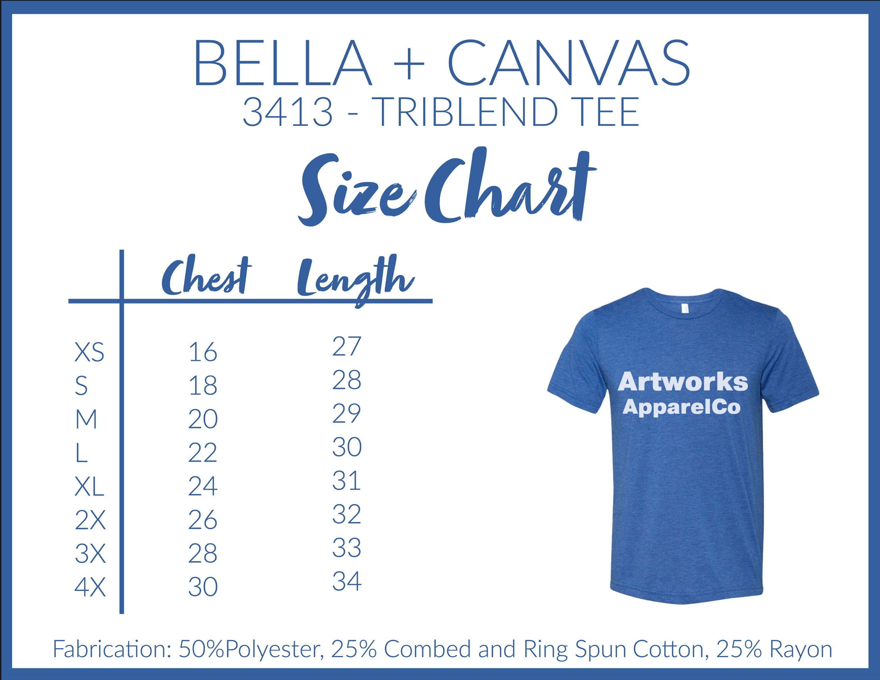 bella canvas tee sizing