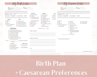 Printable Birth Plan plus C-Section Preferences