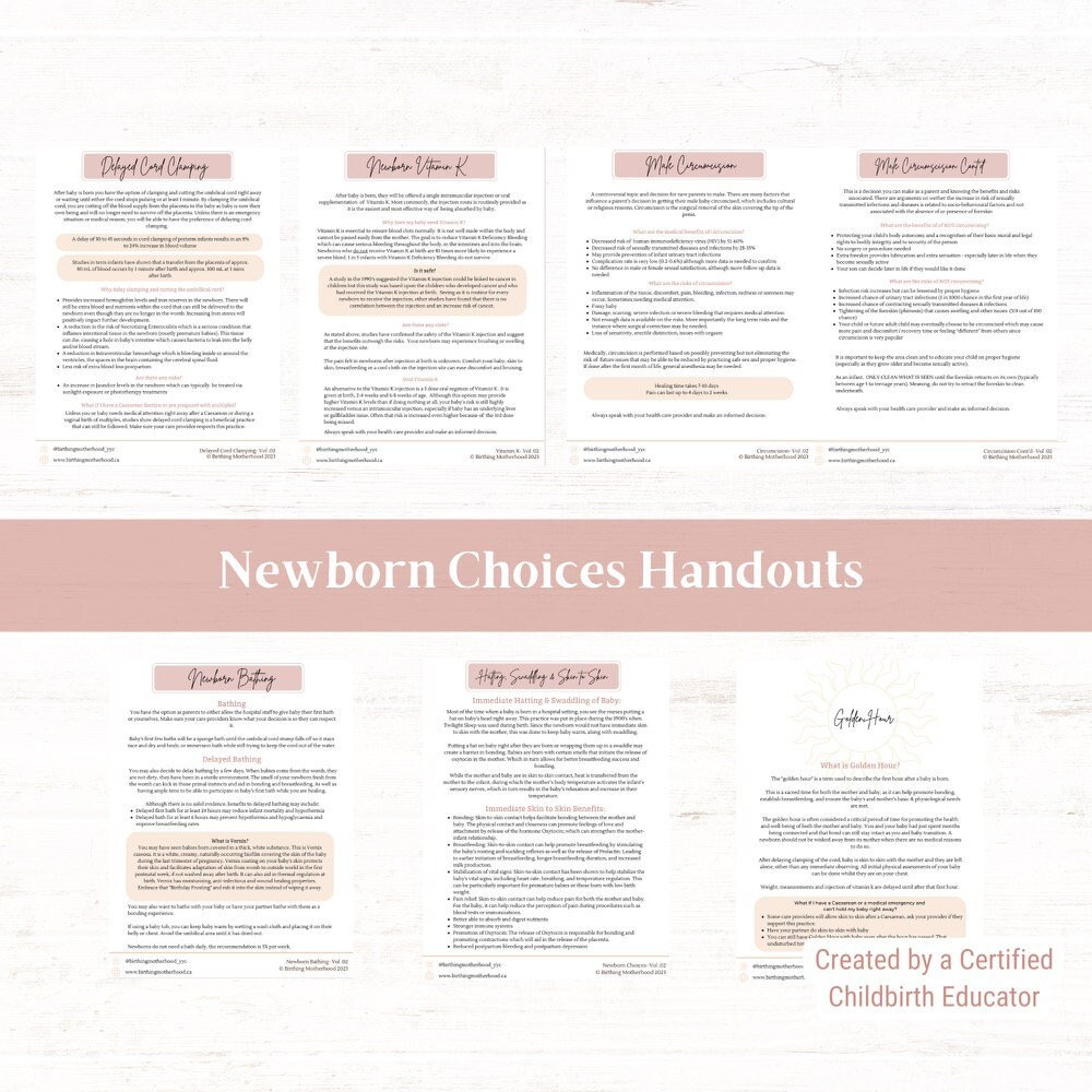 Newborn Choices Handouts Printable and Canva Template Link for ...