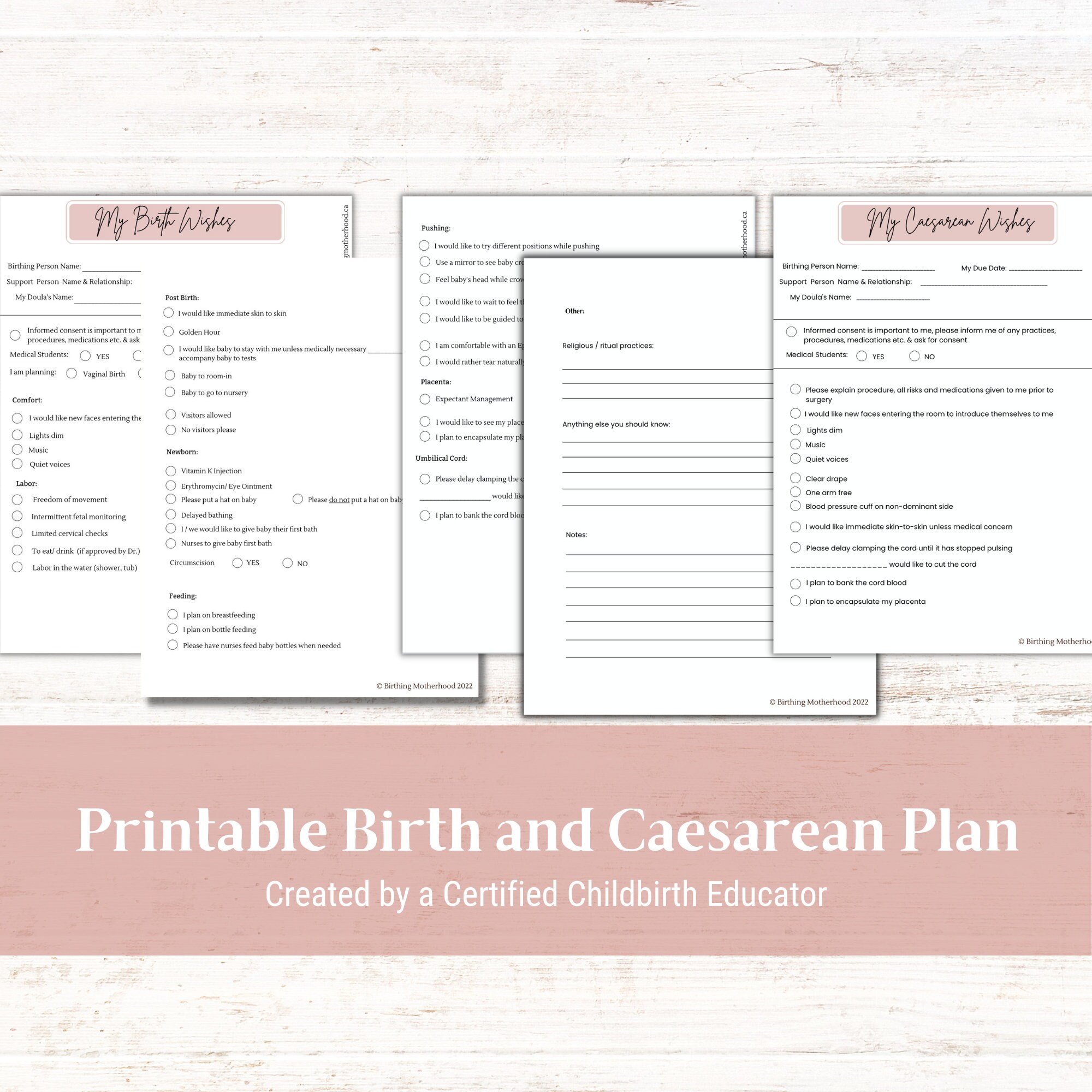 Printable Birth Plan Plus C-section Preferences - Etsy