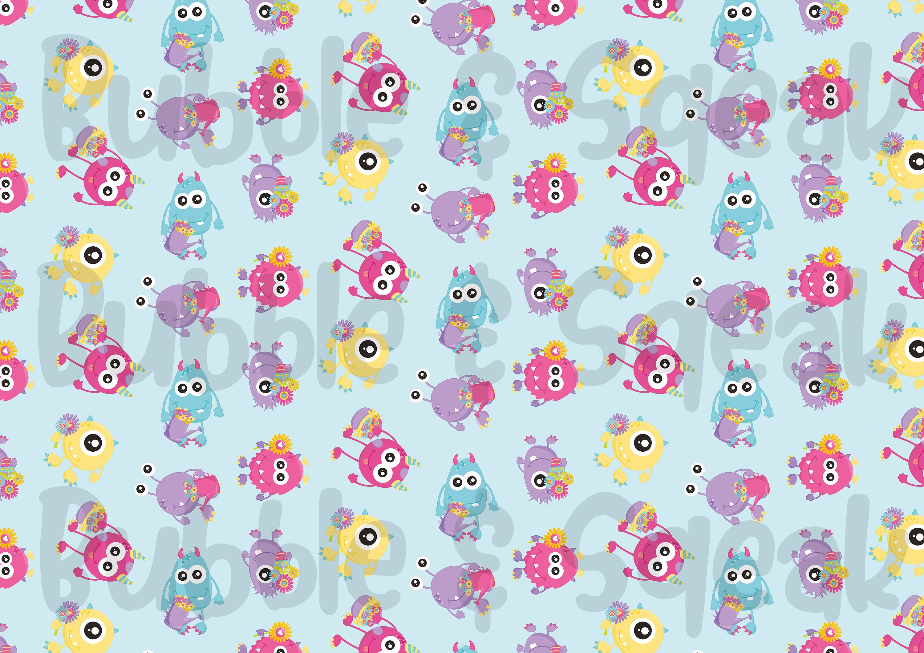 Kawaii Monster Wrapping Paper Sheets with Gift TagsGift Wrap Etsy
