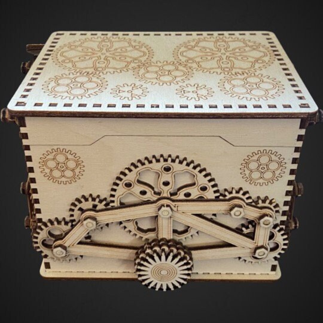 Exquisite Handcrafted Wooden Gear Box Intricate Mechanical Design With