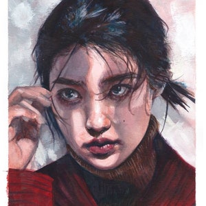 IU Kpop Art Print Fanart Kdrama Painting PortraitHome Decor Artist Lilac Gift