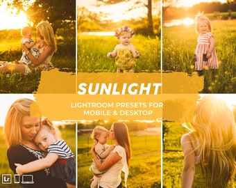 20 PRO Sunlight lightroom Presets,Sunlight Mobile Lightroom Presets & Desktop,GOLDEN HOUR Presets,Family Photos, Wedding, Photo Filter