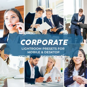 25 Corporate Lightroom Presets and mobile presets ,Corporate Headshot Lightroom Preset,clean presets professional business,business presets image 1