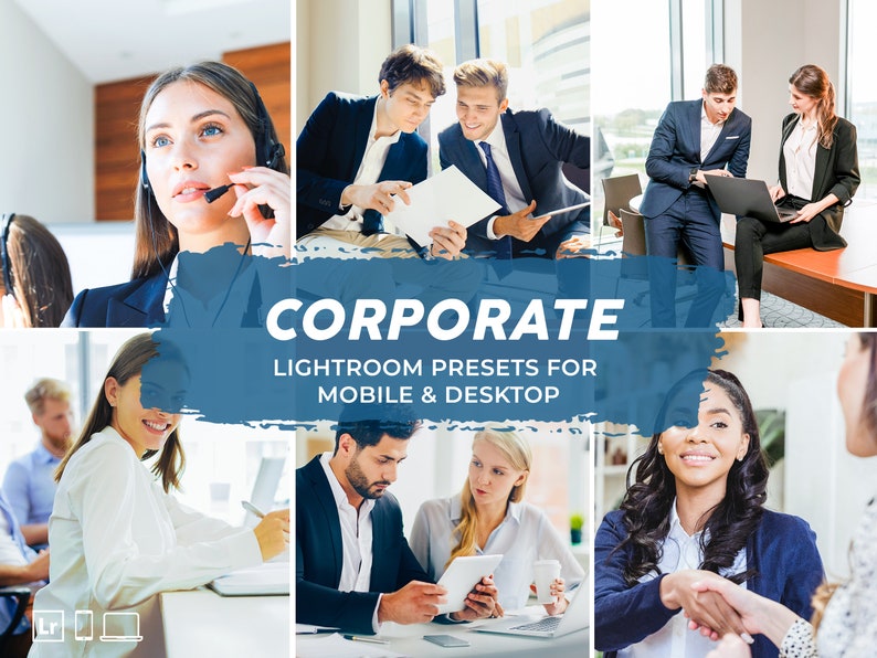 25 Corporate Lightroom Presets and mobile presets ,Corporate Headshot Lightroom Preset,clean presets professional business,business presets image 1