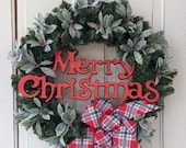 Christmas wreath, front door Christmas wreath, Christmas decor, Merry Christmas wreath