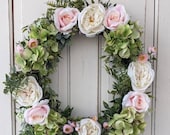 Luxury Summer front door wreath, summer wreath, pink and ivory wreath, mother's day gift, bridal shower wreath, everyday wreath