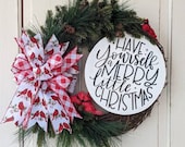 Redbird wreath, Merry Christmas wreath, Christmas wreath, front door Christmas, winter wreath