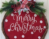 Christmas door hanger, burlap Christmas door hanger, Christmas door decor, front door Christmas decor